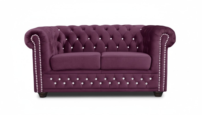 Chesterfield tekstila dīvāns ar polsteriem 2-vietīgs auduma dīvāns purpursarkanā divvietīgais.toolStripButton sofas.