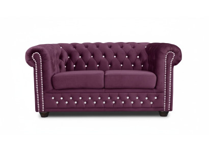 Chesterfield tekstila dīvāns ar polsteriem 2-vietīgs auduma dīvāns purpursarkanā divvietīgais.toolStripButton sofas.
