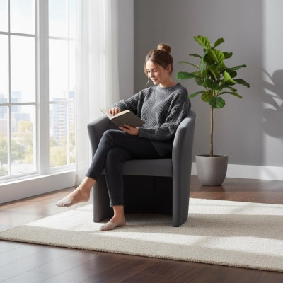 Krēsla Kluba atpūtas zona dizains ķēžu krēsls polster sofa 1-vietīgs televizors melns