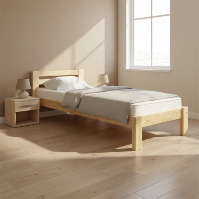 Gulta Vienpersona gulta Priedes koka gulta Priedes koks Pilnmateria gulta 100x200 Gultas karkass Koks Jauns