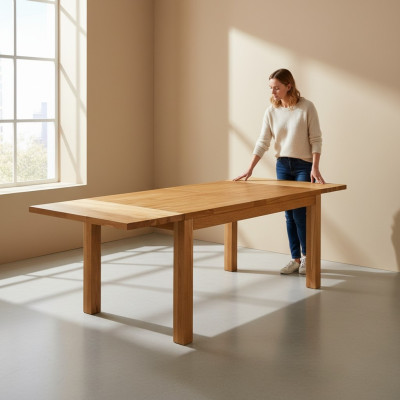 Dabīgs koka masīvs galds 180x90 cm ēdamistaba ozola masīva koka galds mēbeles.