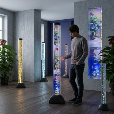 LED ūdens staba gaismas skaidrums 120 cm Zivis dekors steh lampas