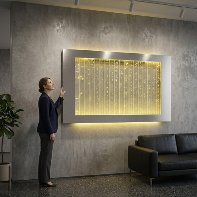 Led ūdens siena dizains ūdens kolonnas ūdenskrituma attēls sienas akvārijs