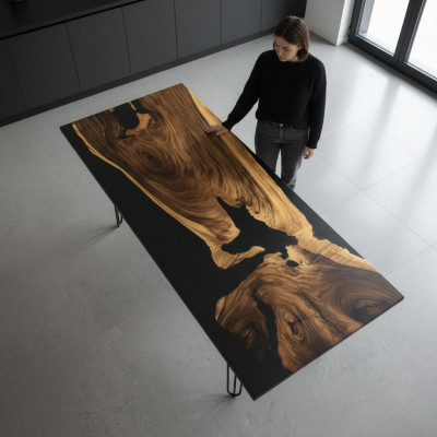 Luksusa galda ēdamā tāfele River Table Massiv Tabulas 240x100 upes galds Reāls