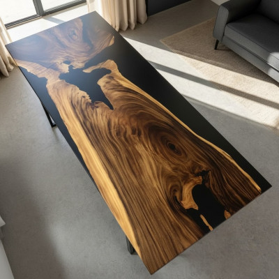 Luksusa galda ēdamā tāfele River Table Massiv Tabulas 240x100 upes galds Reāls