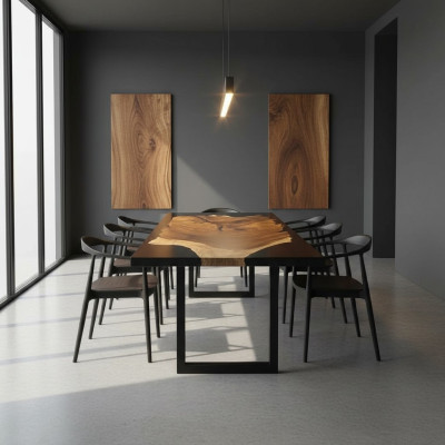 Epoksīda smilšu aplis River Table Massiv galds 160x81 Upes galds Jauns