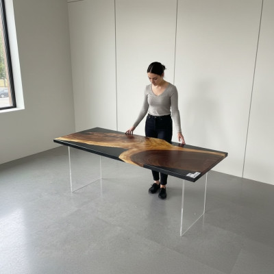 Ēdamgalds Galdi Epoksīda sveķi Masīvi galdi 201x81 cm Upju galds Reāla koksne