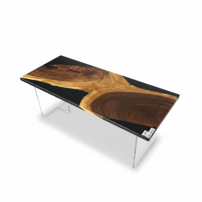 Ēdamgalds Galdi Epoksīda sveķi Masīvi galdi 201x81 cm Upju galds Reāla koksne