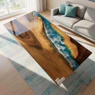 Ēdamgalds River Table Masīvie galdi 160x81 Upes galds Jūras ūdenskritums