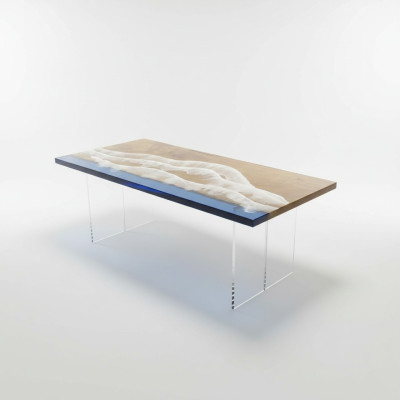 Galdi Ēdamgalds Dizaina galds Moderns Jūra Upe Mēbeles 181x81 Epoksīds