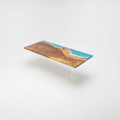 Galds ēdamgalds Galdi smilts Epoxy masīvā dizaina mēbeles 221x91 īsta