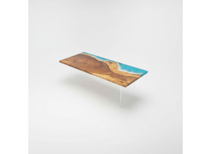 Galds ēdamgalds Galdi smilts Epoxy masīvā dizaina mēbeles 221x91 īsta