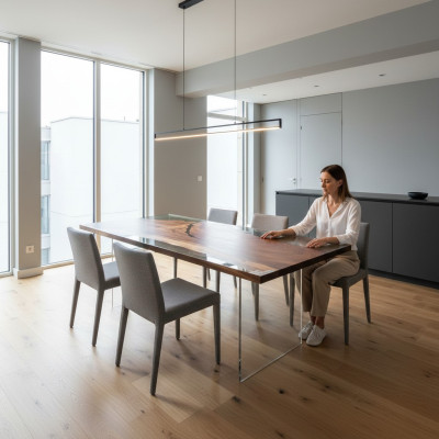 Luksusa epoksīda eļļa ēdamgalds River Table Reāls koks Masīvie dizaina galdi.