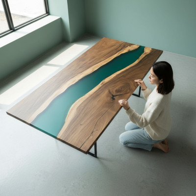 Konferenču galda ēdamā galds River Table Massiv 231x110 Epoxy Resin Table