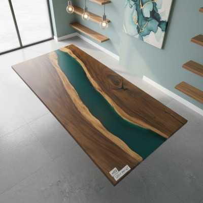 Konferenču galda ēdamā galds River Table Massiv 231x110 Epoxy Resin Table