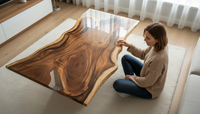 Epoksīda dēlis River Table Reāls koks Masīvs Galdi 200x90