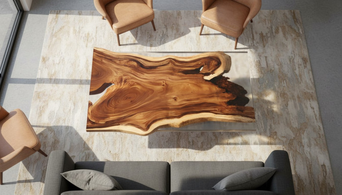 Epoksīda dēlis River Table Reāls koks Masīvs Galdi 200x90