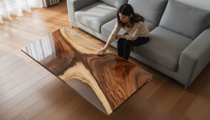 Ēdamgalds Jūra ūdens upe Reāls koks Upe galds 180x80 Galdi Epoksīda sveķi Jaunciems