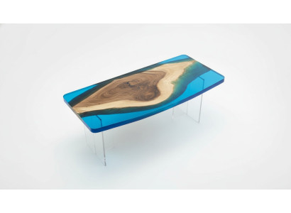 Ēdamgalds Blue River Table Ista koka 200x90 galdi Epoksīda sveķi Jauns