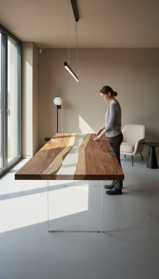 Ēdamgalds River Table reāla koka upes galds 240x90 masīvs galds