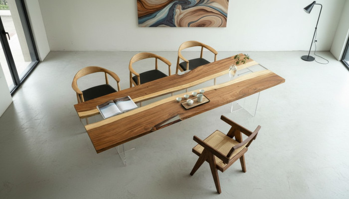 Ēdamgalds River Table Massiv galda 220x80 upju galds jūra Ūdenskritums