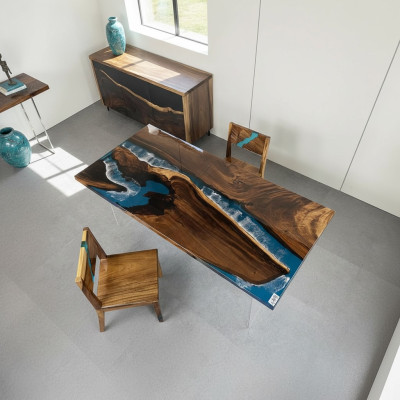 Ēdamgalds River Table galdi koksnes upes galds 180x90 masīvie galdi.