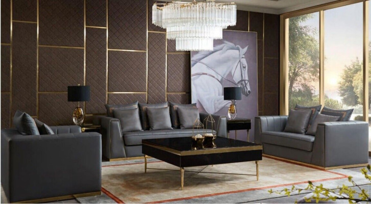 Drejpersonu dīvāns Moderns dīvāns Polster Sofa 3 vietu ādas dīvāns
