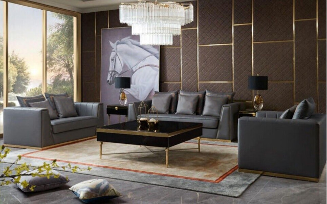 Drejpersonu dīvāns Moderns dīvāns Polster Sofa 3 vietu ādas dīvāns