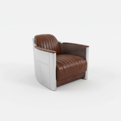 Krēsls īstā āda dīvāns sofa Lidmašīna kluba atpūtas telpa Retro Aviator Veca tipa alumīnijs