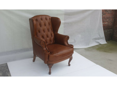Chesterfield ādas krēsls ausu krēsls vintage klubsessel vadītāja krēsls ausu krēsls