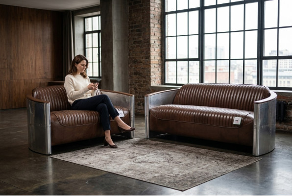 Sofas komplekts 3+2 vietu sofa Kanapes komplekts Kanape Kresls Ādas Vintage Retro jauns