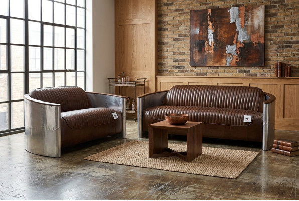 Sofas komplekts 3+2 vietu sofa Kanapes komplekts Kanape Kresls Ādas Vintage Retro jauns