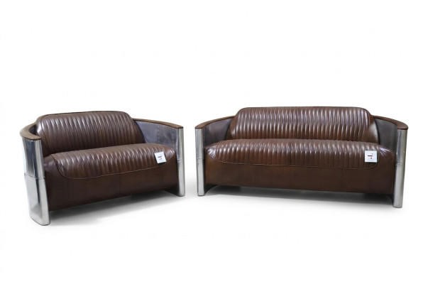 Sofas komplekts 3+2 vietu sofa Kanapes komplekts Kanape Kresls Ādas Vintage Retro jauns