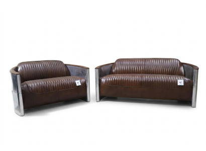 Sofas komplekts 3+2 vietu sofa Kanapes komplekts Kanape Kresls Ādas Vintage Retro jauns