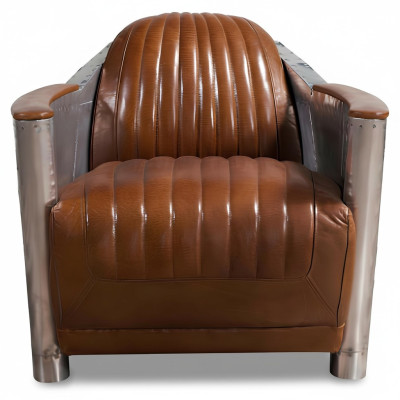 Krēsls īsts ādas dīvāns sofa klubs atpūtas telpa retros aviātors veco alumīnija lidmašīnu.