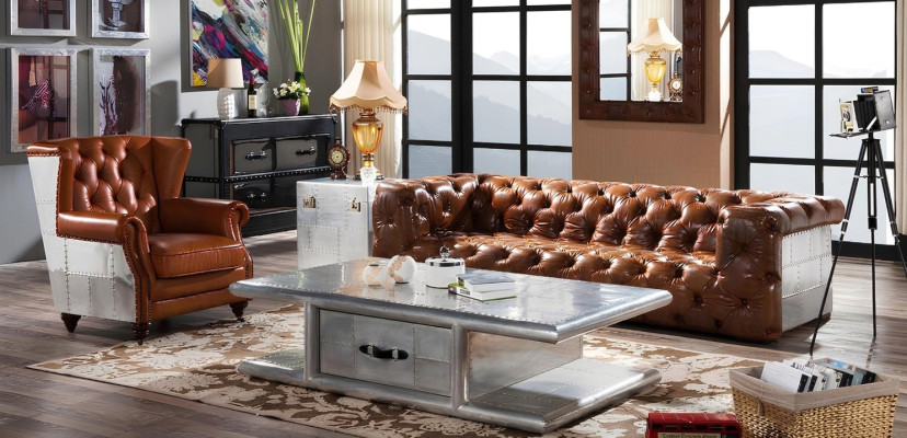 Ledersēžu izliekta Sofa 3 Sitzer Vecāks Laijs Mēbelēm Trīssēdvietīgās dīvāns Alumīnija Dīvāni