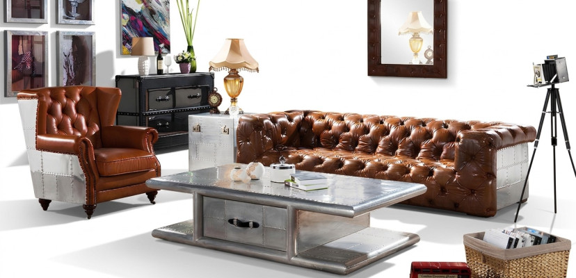 Ledersēžu izliekta Sofa 3 Sitzer Vecāks Laijs Mēbelēm Trīssēdvietīgās dīvāns Alumīnija Dīvāni