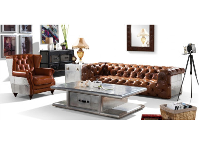 Ledersēžu izliekta Sofa 3 Sitzer Vecāks Laijs Mēbelēm Trīssēdvietīgās dīvāns Alumīnija Dīvāni