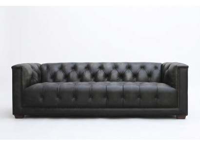 Chesterfield Vintage Melns Shabby Ādas Ādas dīvāns Dīvāns Dīvāns