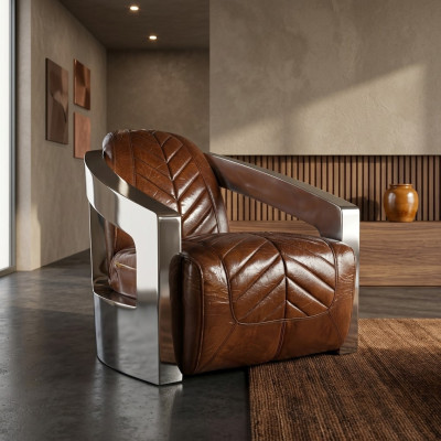 Vecais retro krēsls ādas krēsla lounge kluba dizains luksusa mēbeles lidmašīna
