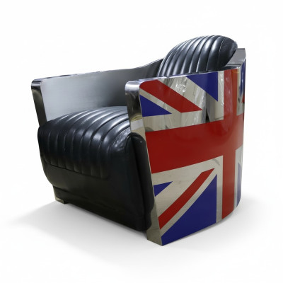 Echtleder Vintage ādas krēsla dekoratīvais dizaina krēsls Rocket Union Jack Vintage