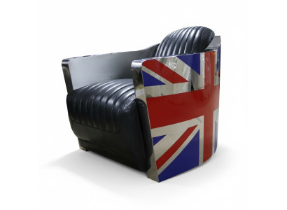 Echtleder Vintage ādas krēsla dekoratīvais dizaina krēsls Rocket Union Jack Vintage