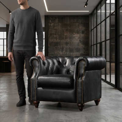 Chesterfield krēsls Vintage atpūtas krēsls Kokteiļa kluba krēsls Sofa Televizijas Jaunumu