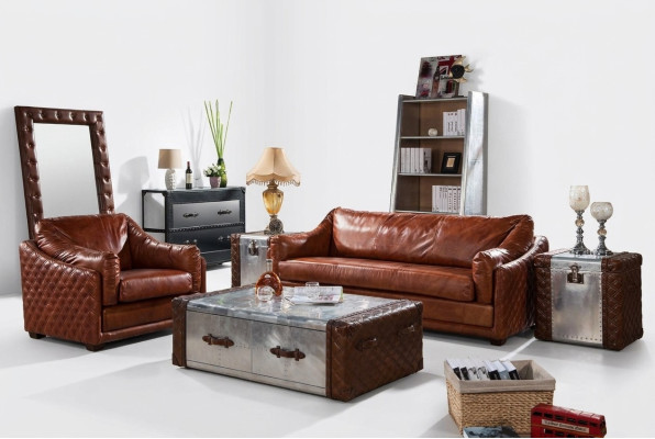 Chesterfield Sofa 3 vietu Chesterfield brūns vintage ādas mēbeļu stils trīssēdežas