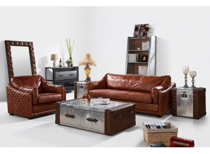 Chesterfield Sofa 3 vietu Chesterfield brūns vintage ādas mēbeļu stils trīssēdežas