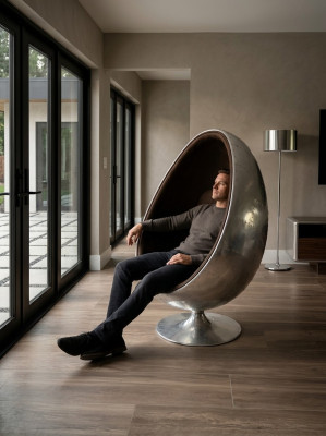 Dizaina Retro atpūtas krēsls Sitzer Egg Ball Sudrabs Pagriežams Aviator Space