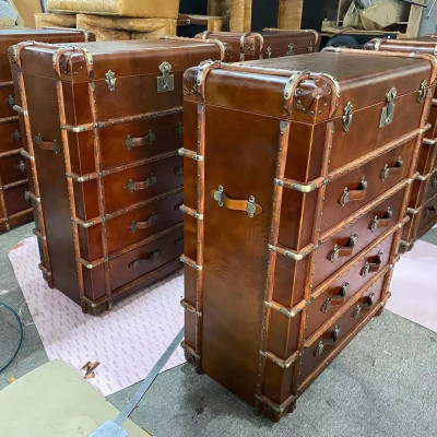 Komplektā dizaina mēbeles Loft Vintage Retro skapis somas ādas luksuss