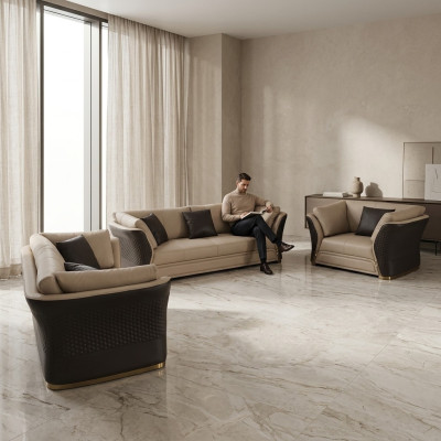 Krēsla dizains Dīvāns Sofa Relax Lounge Āda Televīzija Luksus Clubs Pārklājums