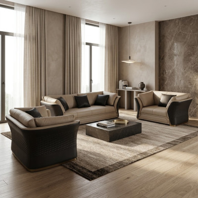 Krēsla dizains Dīvāns Sofa Relax Lounge Āda Televīzija Luksus Clubs Pārklājums