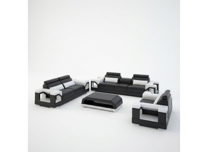 Ādas dīvāns Dīvāns Sofas komplekts 321 Komplekts Moderns dizains Dīvāns ar usb pieslēgvieta un 1 sēdvietu dīvāns